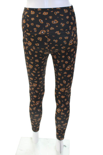 ONZIE Womens Animal Print Pull On Leggings Black Brown Size Extra Small