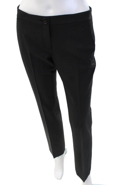 Theory Womens Creased Straight Leg Zip Up Dress Pants Black Wool Size 2