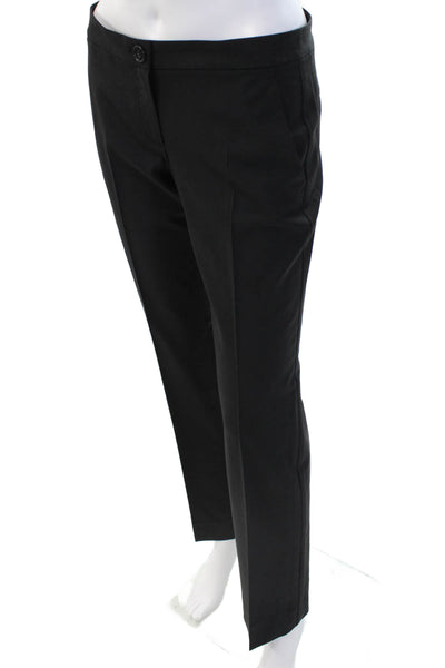 Theory Womens Creased Straight Leg Zip Up Dress Pants Black Wool Size 2