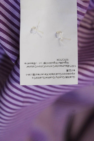 Boss Hugo Boss Mens Long Sleeve Collared Striped Dress Shirt Purple Size 17