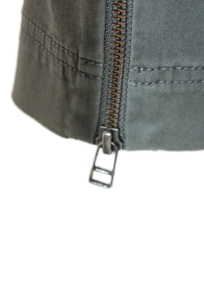ATM Mens Zipper Fly Straight Leg Cargo Pants Gray Cotton Size 34