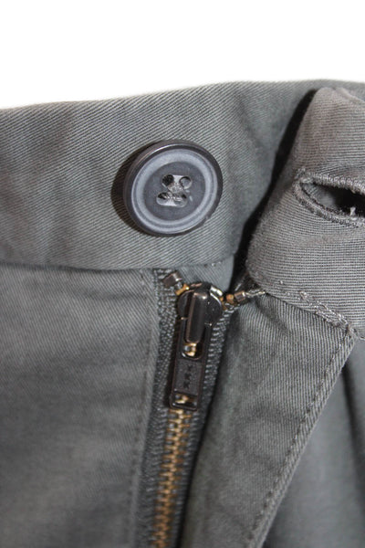 ATM Mens Zipper Fly Straight Leg Cargo Pants Gray Cotton Size 34