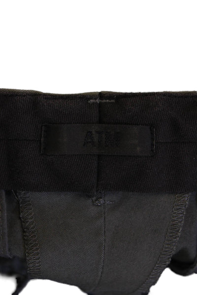 ATM Mens Zipper Fly Straight Leg Cargo Pants Gray Cotton Size 34