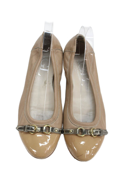 AGL Attilio Giusti Leombruni Womens Leather Slip On Ballet Flats Beige Size 40.5