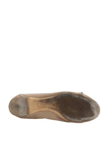 AGL Attilio Giusti Leombruni Womens Leather Slip On Ballet Flats Beige Size 40.5
