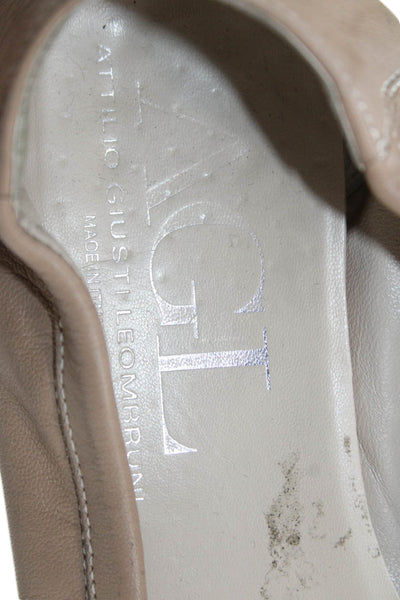 AGL Attilio Giusti Leombruni Womens Leather Slip On Ballet Flats Beige Size 40.5