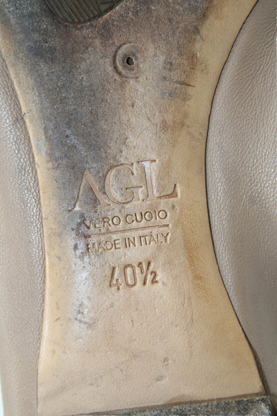 AGL Attilio Giusti Leombruni Womens Leather Slip On Ballet Flats Beige Size 40.5