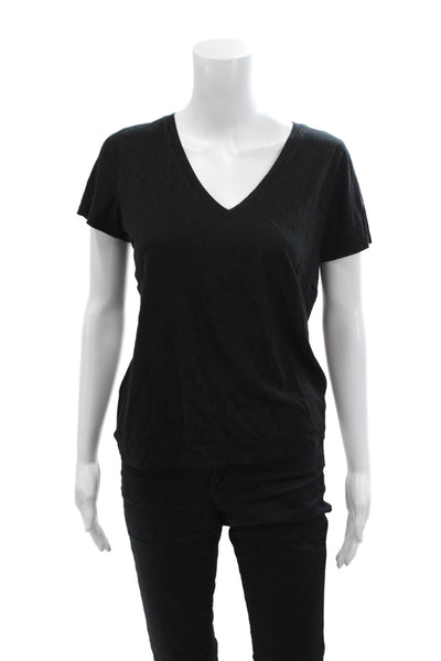 J Crew Women's V-Neck Short Sleeves Basic T-Shirt Black Size S