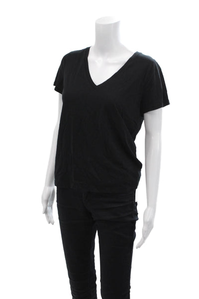 J Crew Women's V-Neck Short Sleeves Basic T-Shirt Black Size S