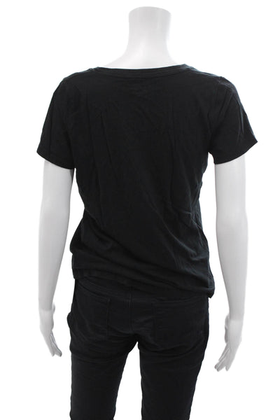 J Crew Women's V-Neck Short Sleeves Basic T-Shirt Black Size S