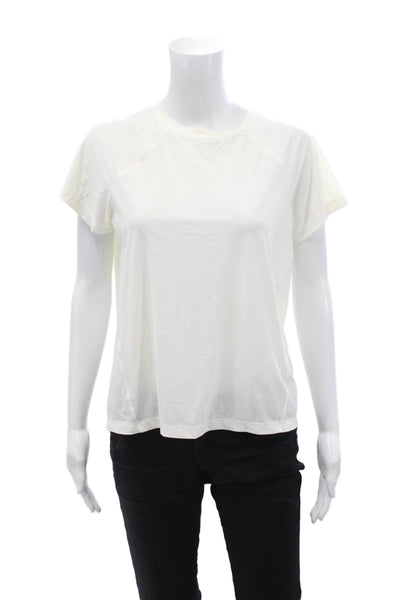 Athleta Women's Round Neck Short Sleeves Workout T-Shirt Cream Size S