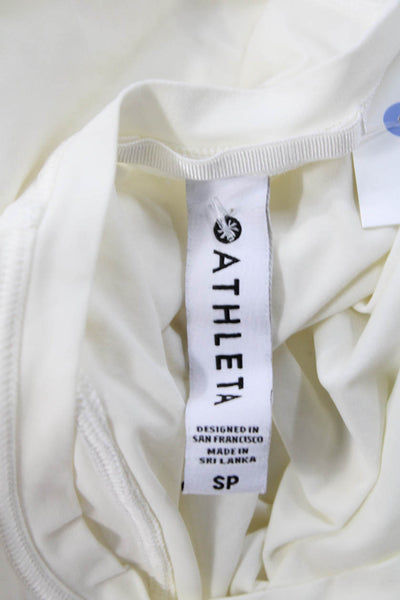 Athleta Women's Round Neck Short Sleeves Workout T-Shirt Cream Size S