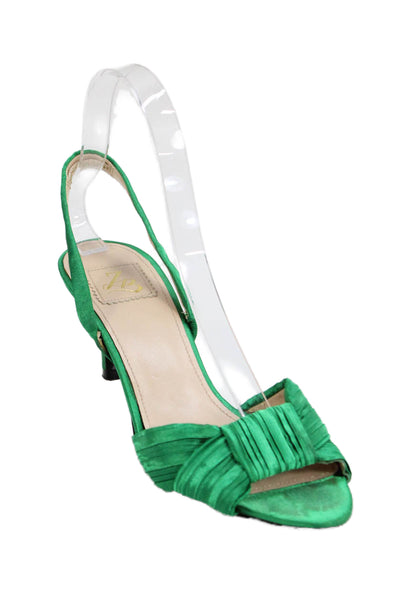 Zara Women's Open Toe Kitten Heels Slingback Sandals Green Size 37