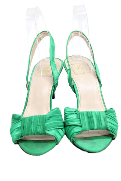 Zara Women's Open Toe Kitten Heels Slingback Sandals Green Size 37