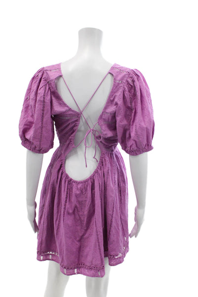 Urban Outfitters Womens Textured V-neck Short Sleeve Dress Pink Size L