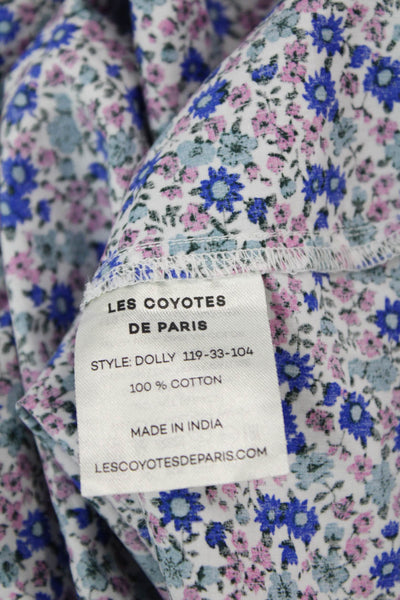 Les Coyotes De Paris Womens Square Neck Floral Short Dress Blue Size 14
