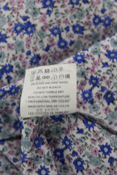 Les Coyotes De Paris Womens Square Neck Floral Short Dress Blue Size 14