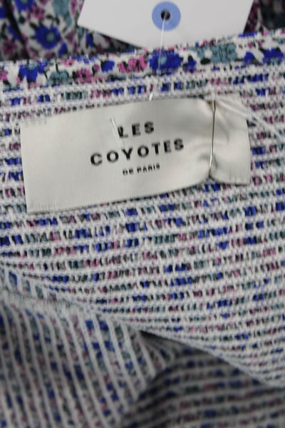 Les Coyotes De Paris Womens Square Neck Floral Short Dress Blue Size 14