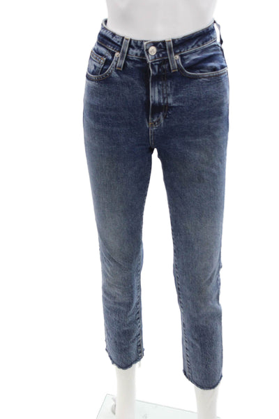 Le Jean Womens Cotton Zip Denim Fray Leg Jeans Blue Size EUR 24
