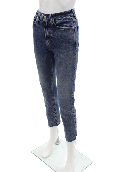Le Jean Womens Cotton Zip Denim Fray Leg Jeans Blue Size EUR 24