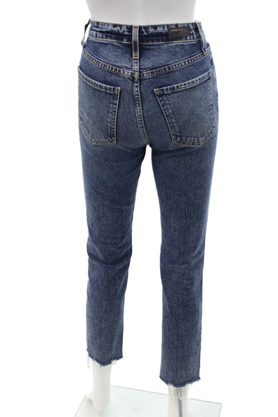Le Jean Womens Cotton Zip Denim Fray Leg Jeans Blue Size EUR 24