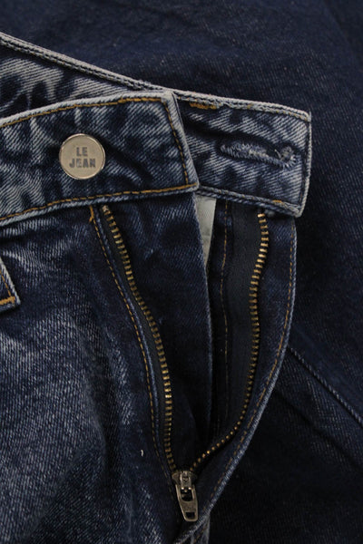 Le Jean Womens Cotton Zip Denim Fray Leg Jeans Blue Size EUR 24