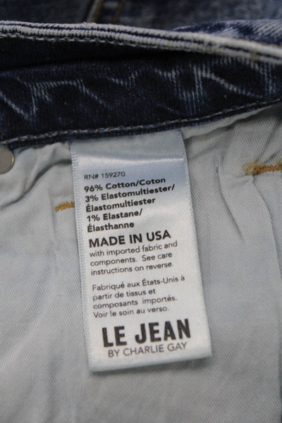 Le Jean Womens Cotton Zip Denim Fray Leg Jeans Blue Size EUR 24