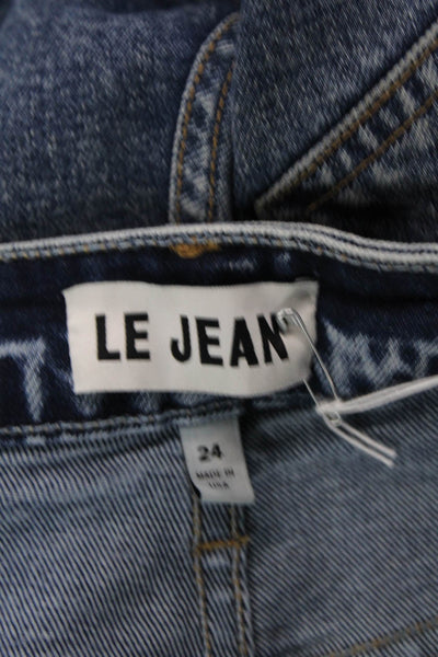 Le Jean Womens Cotton Zip Denim Fray Leg Jeans Blue Size EUR 24