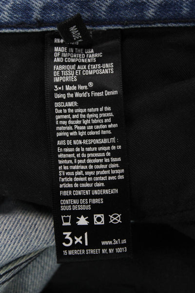 3x1 NYC Womens Cotton Zip Button Straight Leg Fray Leg Jeans Blue Size EUR 25
