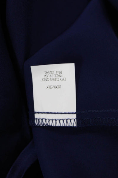 Amanda Uprichard Womens Scoop Neck One Sleeve Sleek Blouse Blue Size M