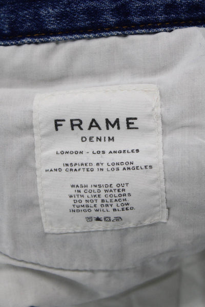 Frame Denim Womens Le Original Raw Hem Slim Leg Jeans Blue Cotton Size 30