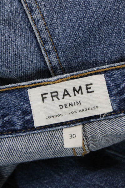 Frame Denim Womens Le Original Raw Hem Slim Leg Jeans Blue Cotton Size 30