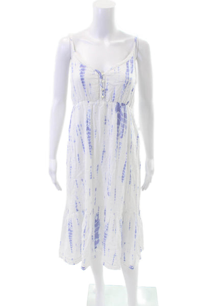 Rails Womens Linen Blend Tie Dye V-Neck Maxi Tank Dress White Size XS
