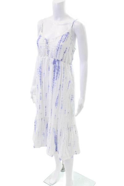 Rails Womens Linen Blend Tie Dye V-Neck Maxi Tank Dress White Size XS