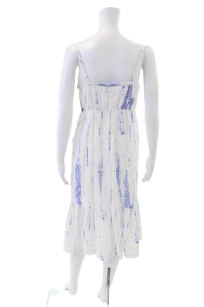 Rails Womens Linen Blend Tie Dye V-Neck Maxi Tank Dress White Size XS
