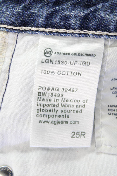 AG Adriano Goldschmied Womens Cotton Distressed Denim Shorts Blue Size 25R
