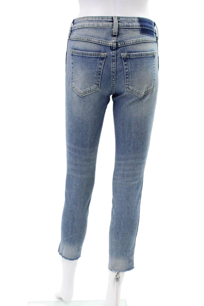 Amo Womens Cotton Distressed Low-Rise Skinny Jeans Blue Size 24