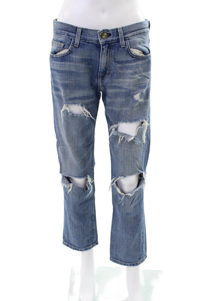 Current/Elliott Womens Distressed Jeans Blue Size 24