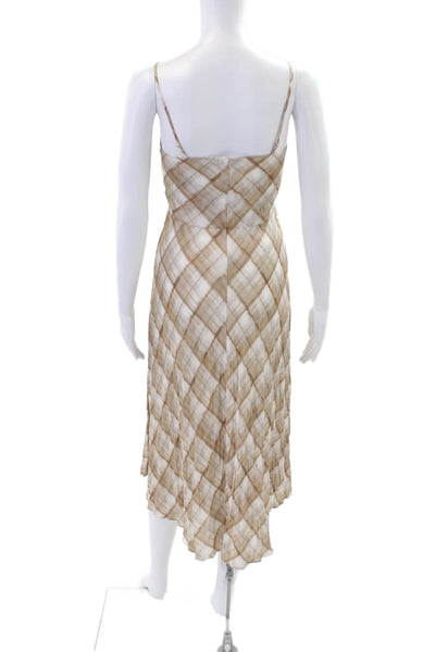 Vince Womens V Neck Plaid A Line Slip Dress Beige Size XXS