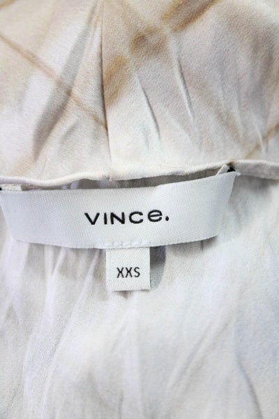 Vince Womens V Neck Plaid A Line Slip Dress Beige Size XXS