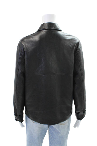 Sunday Best Womens Faux Leather Button Down Shirt Black Size Extra Small