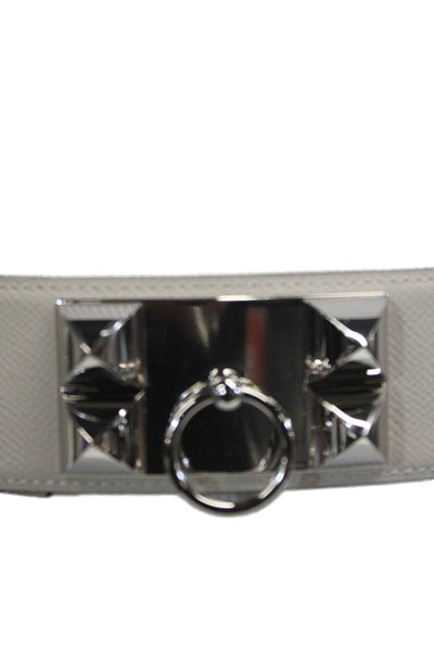 Hermes Womens Collier De Chien 50 Belt White Leather Size 85cm
