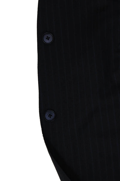 Ermenegildo Zegna Mens Pinstriped Blazer Jacket Navy Blue Wool Size 54 Long