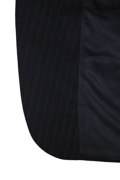 Ermenegildo Zegna Mens Pinstriped Blazer Jacket Navy Blue Wool Size 54 Long
