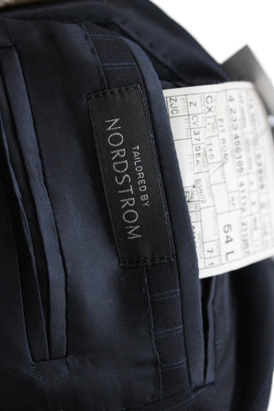 Ermenegildo Zegna Mens Pinstriped Blazer Jacket Navy Blue Wool Size 54 Long
