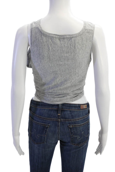 Club Monaco Womens Asymmetrical Cropped Tank Top Grey Size Large