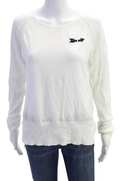 The Upside Womens Long Sleeves Crew Neck Sweater White Cotton Size 8