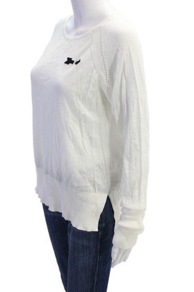 The Upside Womens Long Sleeves Crew Neck Sweater White Cotton Size 8