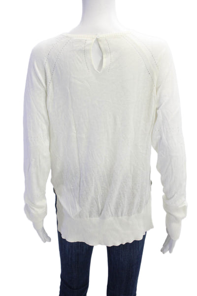 The Upside Womens Long Sleeves Crew Neck Sweater White Cotton Size 8