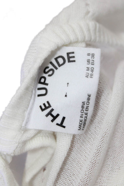 The Upside Womens Long Sleeves Crew Neck Sweater White Cotton Size 8